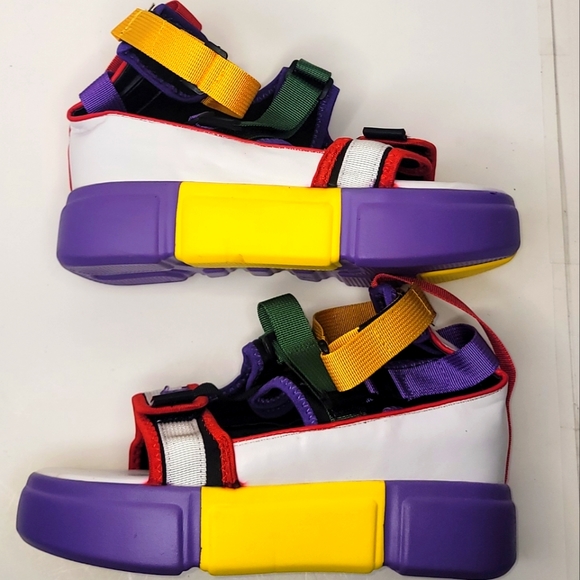 Women's Multi Colored Platform Velcro Strapped Sandal - Picture 2 of 16